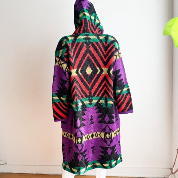 Vintage Falcon Italian Design Southwestern Print Colourful Long Cardigan S - Picture 5 of 10